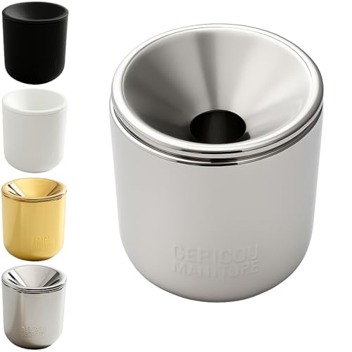 GC German Couture Keramik Stickbecher Aschenbecher kompatibel mit IQOS ILUMA PRIME TEREA Sticks u. Heets-Sticks + Glo Hyper Pro Air neo-Sticks u. Ploom X evo Zubehör f. Büro u. Zuhause, silber von GC