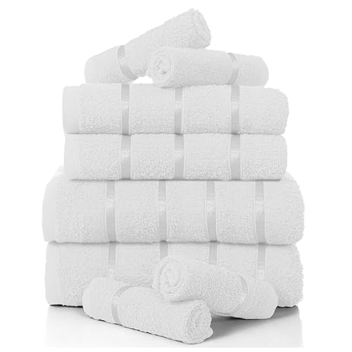 Luxuriöse ägyptische 100% Baumwolle 8 Stück Handtuch Bale Set Gesicht Hand Bad Badezimmer Weiß NEU von GC GAVENO CAVAILIA
