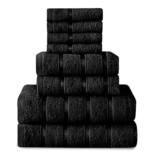 Luxuriöse ägyptische 100% Baumwolle 8 Stück Handtuch Bale Set Gesicht Hand Bad Schwarz NEU von GC GAVENO CAVAILIA