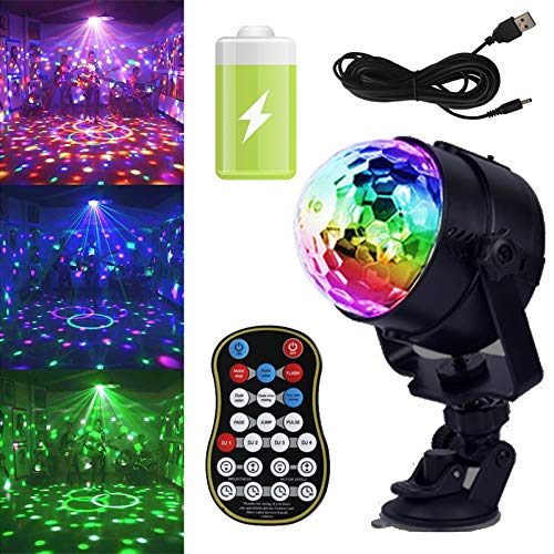 GCBTECH Mini Discokugel mit Batterie LED Diskokugel neon Partylicht 15 Farben Musikgesteuert für party deko disco DJ Beleuchtung Feste Light mit Fernbedienung und Wiederaufladbar akku GCBTECH Mini Discokugel mit Batterie LED Diskokugel neon Partylicht 15 Farben Musikgesteuert für party deko disco DJ Beleuchtung Feste Light mit Fernbedienung und Wiederaufladbar akku von GCBTECH