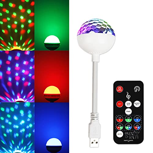 Mini Discokugel Licht mit Nachtlicht, USB Auto Atmosphäre Lichter Musikgesteuert Kleine Partylicht Strobe Magic Ball mit Fernbedienung für Disco Party Deko Feste DJ Club Stage Kinder Geburtstag… von GCBTECH