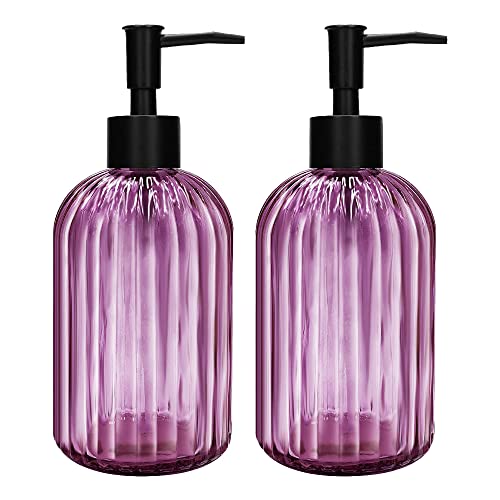 2 Stück Glas Seifenspender mit Schwarz Pumpe, 400ml Nachfüllbarer Pumpspender für Küche, Badezimmer Order Waschküche, Flüssigglasflasche für die Spülmittel, Shampoo, Spülung von GCCL