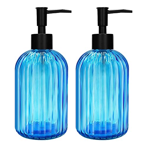 2 Stück Glas Seifenspender mit Schwarz Pumpe, 400ml Nachfüllbarer Pumpspender für Küche, Badezimmer Order Waschküche, Flüssigglasflasche für die Spülmittel, Shampoo, Spülung von GCCL