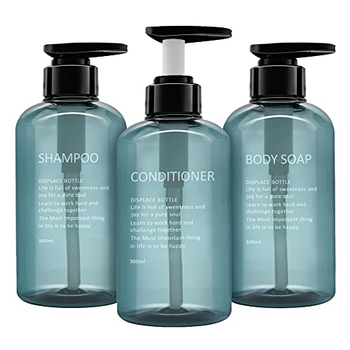 3er Pack 300ml Shampooflasche Pumpspender, Leere Plastik Seifenspender Flasche mit Pumpe für Bad, Küche oder Hotel, Nachfüllbarer Flüssigkeitsspender für Lotion, Duschgel und Spülung von GCCL