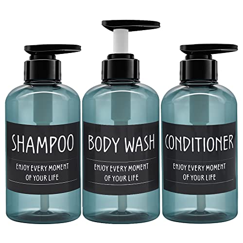 3er Pack 300ml Shampoo Flasche Pumpe Spender mit Etikett, Leere Plastik Seifenspender Flasche mit Pumpe für Bad, Küche oder Hotel, Nachfüllbarer Flüssigkeitsspender für Lotion, Duschgel und Spülung von GCCL