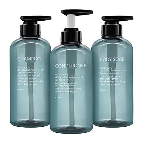 3er Pack 500ml Shampooflasche Pumpspender, Leere Plastik Seifenspender Flasche mit Pumpe für Bad, Küche oder Hotel, Nachfüllbarer Flüssigkeitsspender für Lotion, Duschgel und Spülung von GCCL