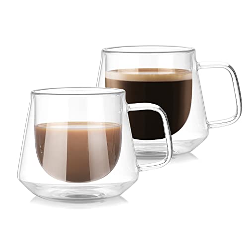 Latte Macchiato Doppelwandige Gläser, 2er Set 200ml Cappuccino Gläser Doppelwandige, Espresso Kaffeegläser, Thermogläser Teeglas Doppelwandig, Borosilikatglas Kaffeetassen für EIS, Milch, Bier von GCCL