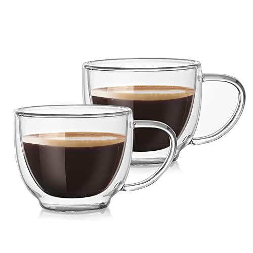Latte Macchiato Doppelwandige Gläser, 2er Set 200ml Cappuccino Gläser Doppelwandige, Espresso Kaffeegläser, Thermogläser Teeglas Doppelwandig, Borosilikatglas Kaffeetassen für EIS, Milch, Bier von GCCL