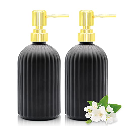 Seifenspender – 2 Stück 400 ml Küchenseifenspender mit Pumpe, Badezimmer transparente Seifenspenderflasche für Handseife, Spülseife oder Lotion (schwarz) von GCCL