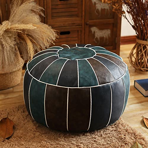 GCCSSBXF Premium Leder Pouf Unstuffed - Authentischer marokkanischer Pouf, stilvoller runder Ottomanen-Fußstützenbezug - Multifunktionale Aufbewahrungslösung für moderne Wohnkultur von GCCSSBXF