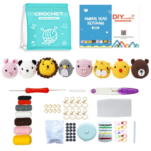 GCFTIFF Häkelset für Anfänger, Häkeln Sie Ihre eigenen 8 PCS Tiere, Häkelset für Anfänger mit Schritt-für-Schritt-Anleitung und Video-Tutorial, Häkeltiere Set für DIY Craft Supplies GCFTIFF Häkelset für Anfänger, Häkeln Sie Ihre eigenen 8 PCS Tiere, Häkelset für Anfänger mit Schritt-für-Schritt-Anleitung und Video-Tutorial, Häkeltiere Set für DIY Craft Supplies von GCFTIFF