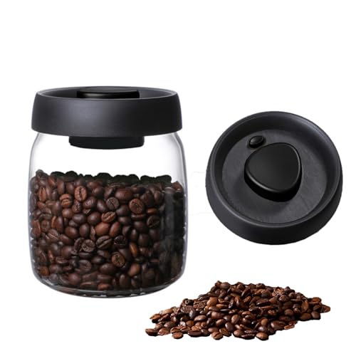 GCFTIFF vorratsdosen mit deckel luftdicht, Kaffeedose Luftdicht,950ml glasbehälter mit deckel,vakuumbehälter kaffeebohnen behälter,luftdichte aufbewahrungsbox,aus Verstärktem Borosilikatglas (schwarz) von GCFTIFF
