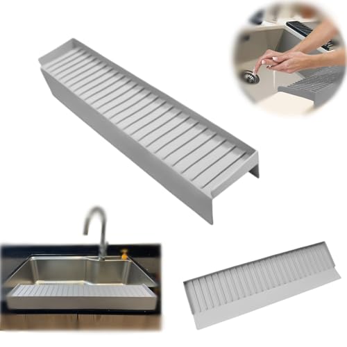 GCFTIFF spülbecken organizer,abtropfmatte geschirr,Verlängert Silikon Abtropfmatte,50*16cm,Spülbecken Abtropfschale, Abtropfgestell, Abtropfmatte Küche, Spülbeckenmatte,rutschfest, faltbar (grau) von GCFTIFF