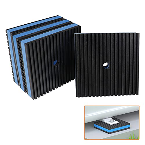 GCGOODS Anti-Vibrations-Gummi-Pad, 10.2x10.2x2.2 cm, strapazierfähiges, geripptes Gummi mit blauen EVA-Isolations-Pads für HVAC, Luftkompressor, Laufband, Klimaanlagen, 4 Stück von GCGOODS