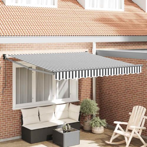 Ausziehbare Markise, Anthrazit und Weiß, 3 x 2,5 m, Stoff & Aluminium Ausziehbare Markise, Anthrazit und Weiß, 3 x 2,5 m, Stoff & Aluminium von GCHDHAPB