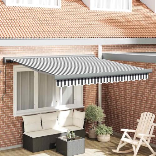 Ausziehbare Markise, Anthrazit und Weiß, 3 x 2,5 m, Stoff & Aluminium Ausziehbare Markise, Anthrazit und Weiß, 3 x 2,5 m, Stoff & Aluminium von GCHDHAPB