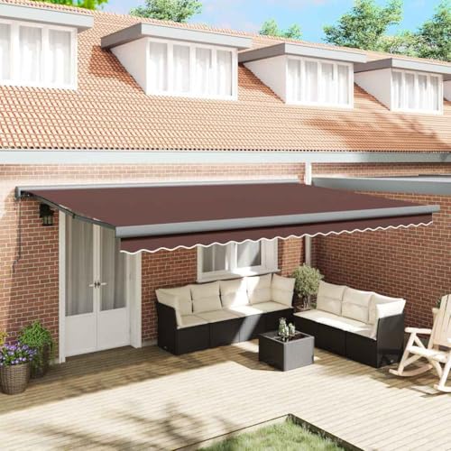 Automatisch einziehbare Markise Braun 500x300 cm Haus & Garten Rasen & Garten Outdoor Wohnzimmer Fenster & Tür Markisen von GCHDHAPB