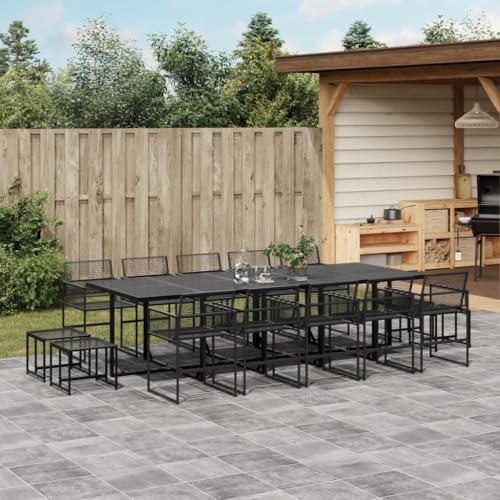 GCHDHAPB 15-teiliges Gartenmöbel-Set Polyrattan schwarz von GCHDHAPB