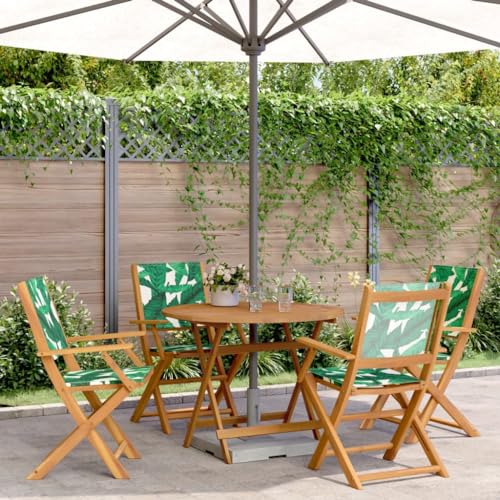 GCHDHAPB 5-teiliges Gartenmöbel-Set aus Stoff und Massivholz mit Blättermuster von GCHDHAPB