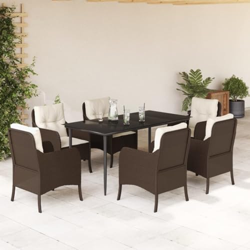 GCHDHAPB 7-teiliges Garten-Esszimmer-Set mit Kissen, braunes Poly-Rattan, Outdoor-Sets GCHDHAPB 7-teiliges Garten-Esszimmer-Set mit Kissen, braunes Poly-Rattan, Outdoor-Sets von GCHDHAPB
