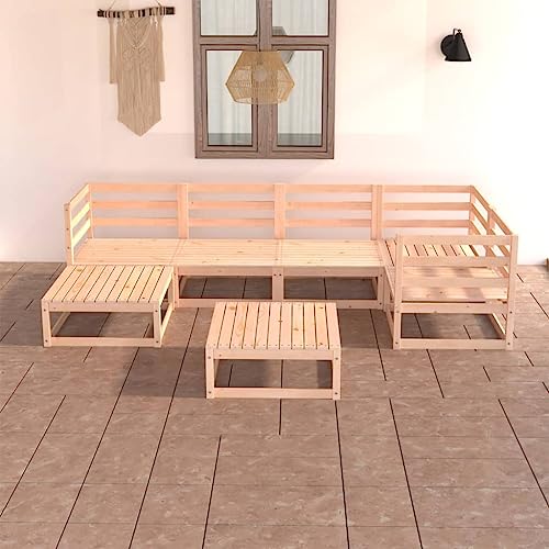 GCHDHAPB 7-teiliges Garten-Lounge-Set Massivholz Kiefer Outdoor Sets von GCHDHAPB