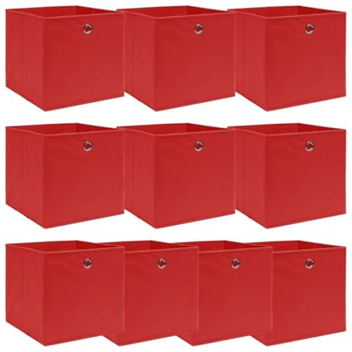 GCHDHAPB Aufbewahrungsboxen, 10 Stück, rot, 32 x 32 x 32 cm, Stoff von GCHDHAPB