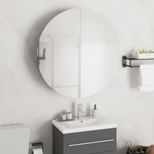 GCHDHAPB Badezimmerschrank mit rundem Spiegel und LED, Grau, 54 x 54 x 17,5 cm GCHDHAPB Badezimmerschrank mit rundem Spiegel und LED, Grau, 54 x 54 x 17,5 cm von GCHDHAPB