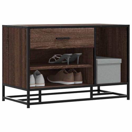 GCHDHAPB Bänke, Aufbewahrungs- und Eingangsbänke, Schuhbank, Braun Eiche, 80 x 40 x 53,5 cm, Holzwerkstoff und Metall von GCHDHAPB