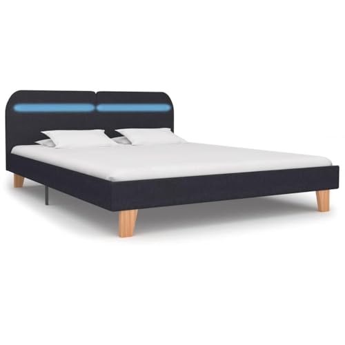 GCHDHAPB Betten & Zubehör, Betten & Bettrahmen Bettgestell mit LED ohne Matratze Dunkelgrauer Stoff 150x200 cm King Size von GCHDHAPB