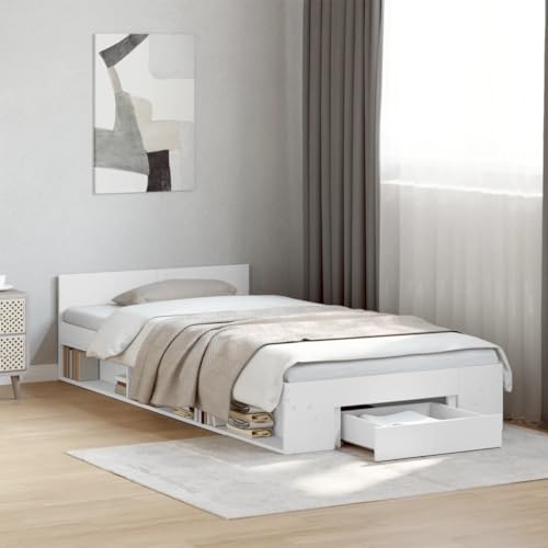 GCHDHAPB Betten & Zubehör, Betten & Bettrahmen Bettgestell mit Schublade ohne Matratze Weiß 75x190 cm kleines Einzelbett GCHDHAPB Betten & Zubehör, Betten & Bettrahmen Bettgestell mit Schublade ohne Matratze Weiß 75x190 cm kleines Einzelbett von GCHDHAPB