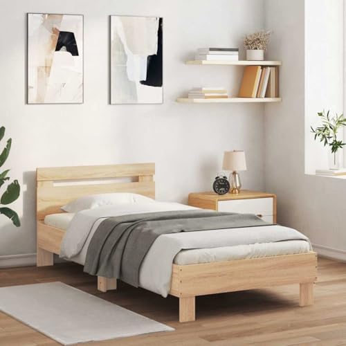 GCHDHAPB Betten & Zubehör, Betten & Bettrahmen Bettgestell ohne Matratze mit Kopfteil Sonoma Eiche 75x190 cm kleines Einzelbett von GCHDHAPB