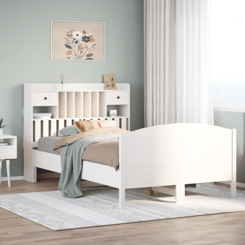 GCHDHAPB Betten & Zubehör, Betten & Bettrahmen - Bücherregal Bett ohne Matratze Weiß 135x190 cm Doppelbett Massivholz Kiefer GCHDHAPB Betten & Zubehör, Betten & Bettrahmen - Bücherregal Bett ohne Matratze Weiß 135x190 cm Doppelbett Massivholz Kiefer von GCHDHAPB