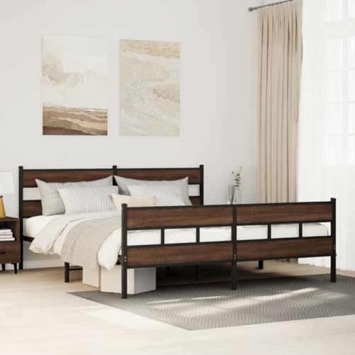 GCHDHAPB Betten & Zubehör, Betten & Bettrahmen - Metallbettrahmen ohne Matratze Braun Eiche 200x200 cm GCHDHAPB Betten & Zubehör, Betten & Bettrahmen - Metallbettrahmen ohne Matratze Braun Eiche 200x200 cm von GCHDHAPB