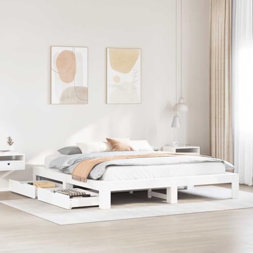 GCHDHAPB Betten & Zubehör Betten & Bettrahmen Bettgestell ohne Matratze Weiß 200x200 cm Massivholz Kiefer GCHDHAPB Betten & Zubehör Betten & Bettrahmen Bettgestell ohne Matratze Weiß 200x200 cm Massivholz Kiefer von GCHDHAPB