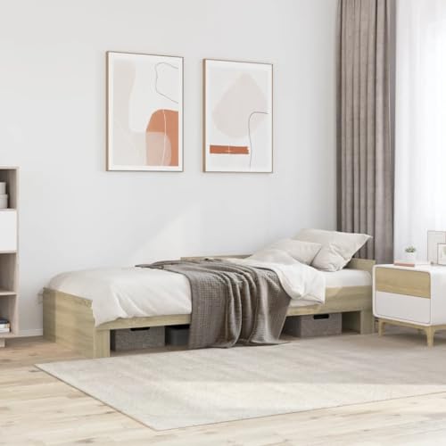 GCHDHAPB Bettgestell ohne Matratze Sonoma Eiche 75x190 cm klein Einzelbett Holzwerkstoff von GCHDHAPB
