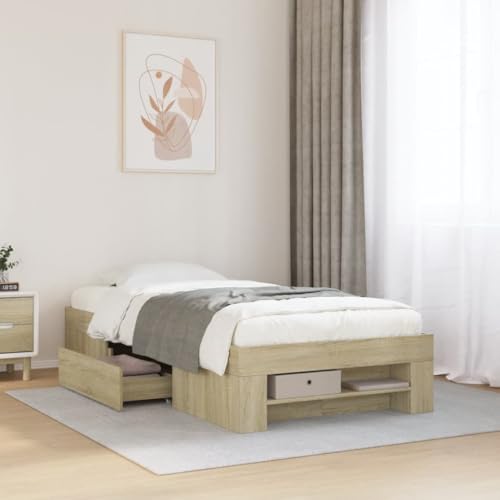 GCHDHAPB Bettgestell ohne Matratze Sonoma Eiche 75x190 cm klein Einzelbett Holzwerkstoff von GCHDHAPB