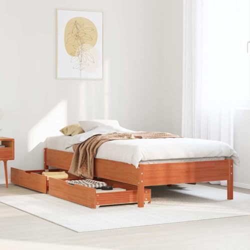 GCHDHAPB Bettgestell ohne Matratze Wachs braun 75x190 cm klein Einzelbett Massivholz Kiefer GCHDHAPB Bettgestell ohne Matratze Wachs braun 75x190 cm klein Einzelbett Massivholz Kiefer von GCHDHAPB