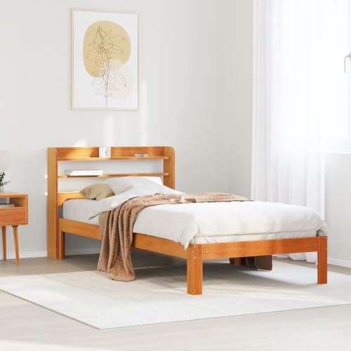 GCHDHAPB Bettgestell ohne Matratze Wachs braun 75x190 cm klein Einzelbett Massivholz Kiefer GCHDHAPB Bettgestell ohne Matratze Wachs braun 75x190 cm klein Einzelbett Massivholz Kiefer von GCHDHAPB