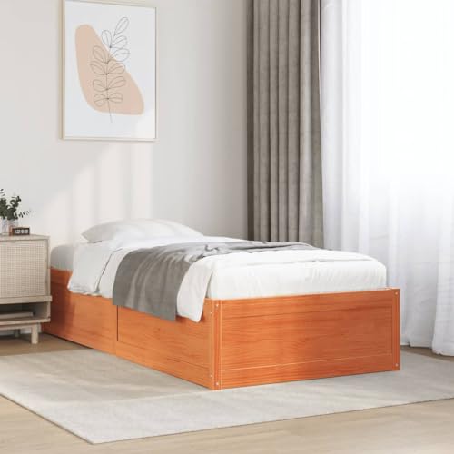 GCHDHAPB Bettgestell ohne Matratze Wachs braun 75x190 cm klein Einzelbett Massivholz Kiefer GCHDHAPB Bettgestell ohne Matratze Wachs braun 75x190 cm klein Einzelbett Massivholz Kiefer von GCHDHAPB