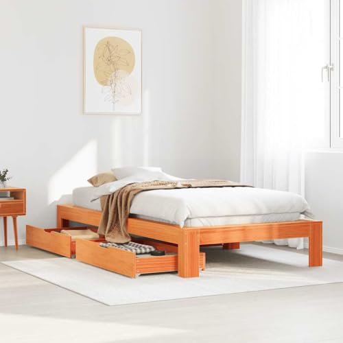GCHDHAPB Bettgestell ohne Matratze Wachs braun 75x190 cm klein Einzelbett Massivholz Kiefer von GCHDHAPB