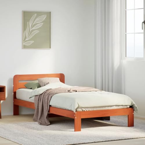 GCHDHAPB Bettgestell ohne Matratze Wachs braun 75x190 cm klein Einzelbett Massivholz Kiefer GCHDHAPB Bettgestell ohne Matratze Wachs braun 75x190 cm klein Einzelbett Massivholz Kiefer von GCHDHAPB