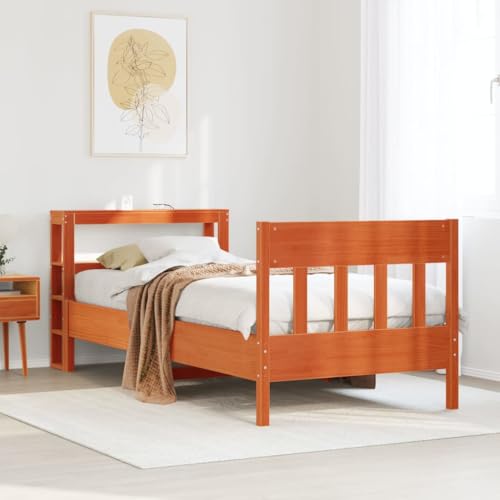 GCHDHAPB Bettgestell ohne Matratze Wachs braun 75x190 cm klein Einzelbett Massivholz Kiefer GCHDHAPB Bettgestell ohne Matratze Wachs braun 75x190 cm klein Einzelbett Massivholz Kiefer von GCHDHAPB