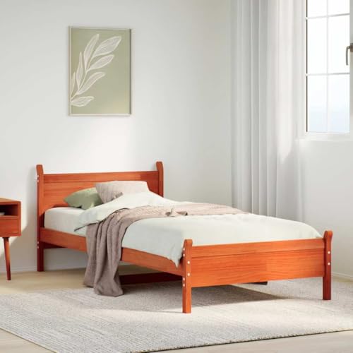 GCHDHAPB Bettgestell ohne Matratze Wachs braun 75x190 cm klein Einzelbett Massivholz Kiefer GCHDHAPB Bettgestell ohne Matratze Wachs braun 75x190 cm klein Einzelbett Massivholz Kiefer von GCHDHAPB