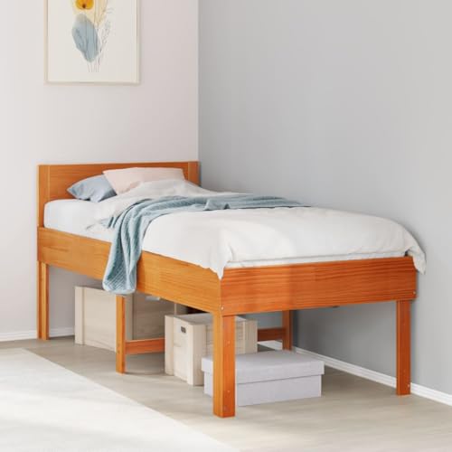 GCHDHAPB Bettgestell ohne Matratze Wachs braun 75x190 cm klein Einzelbett Massivholz Kiefer GCHDHAPB Bettgestell ohne Matratze Wachs braun 75x190 cm klein Einzelbett Massivholz Kiefer von GCHDHAPB