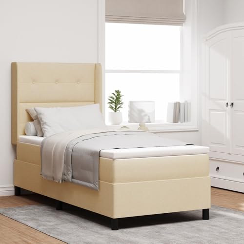 GCHDHAPB Boxspringbett mit Matratze, cremefarben, 100 x 200 cm Stoff von GCHDHAPB