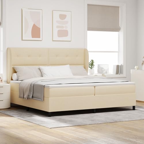 GCHDHAPB Boxspringbett mit Matratze - Creme, 200x200 cm Stoff von GCHDHAPB