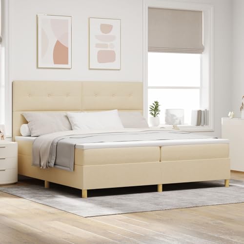 GCHDHAPB Boxspringbett mit Matratze Creme 200x200 cm Stoff von GCHDHAPB