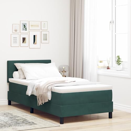 GCHDHAPB Boxspringbett mit Matratze Dunkelgrün 80x200 cm Samt von GCHDHAPB