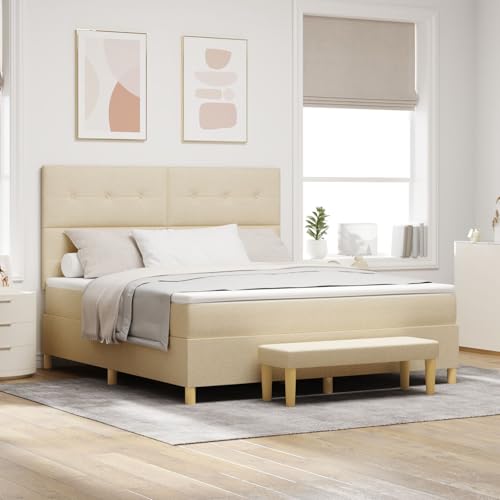 GCHDHAPB Boxspringbett mit Matratze & Bank Creme 180x200 cm Stoff von GCHDHAPB