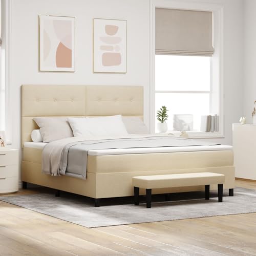 GCHDHAPB Boxspringbett mit Matratze & Bank Creme 180x200 cm Stoff von GCHDHAPB
